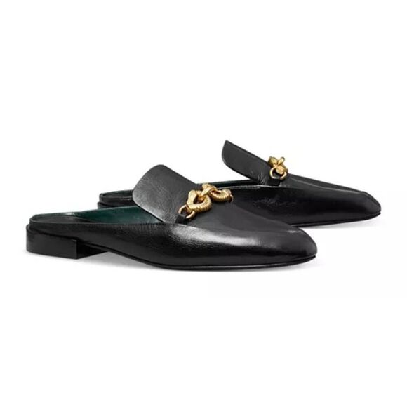 Tory Burch Jessa Backless Black Loafer Leather Size 6.5 Flats - Picture 9 of 9